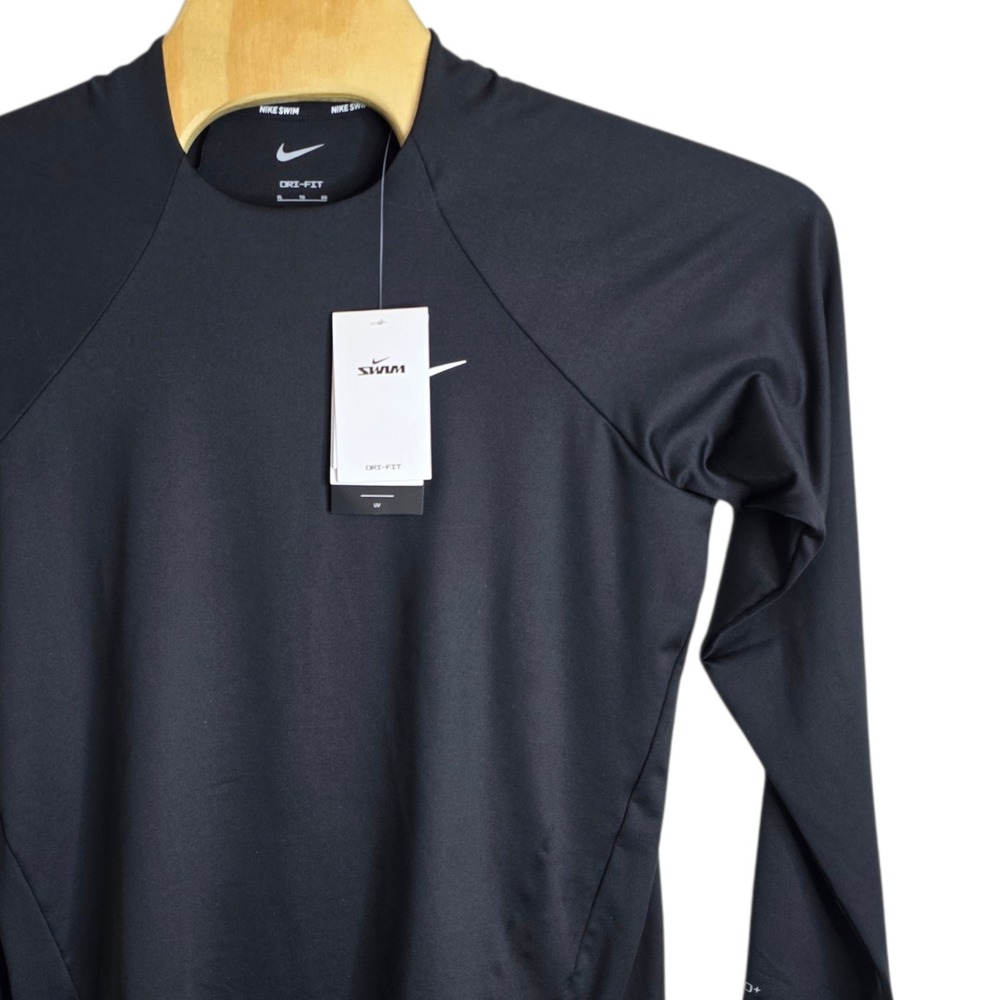 Nike Swim Mens Dri-FIT Long Sleeve Rash Guard Black UPF 40+ NESSA386-001 XL